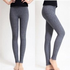 Mujer 97% Lana Cachemira Leggings Ajustados Sin Costuras Pantalones Gruesos Invierno Cálidos Cómodos