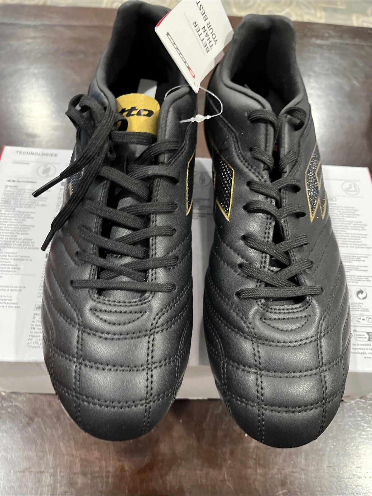 Lotto Stadio 705 FG Tacchetti Calcio Taglia Uomo 7 Nero Oro 219545 Nuovi