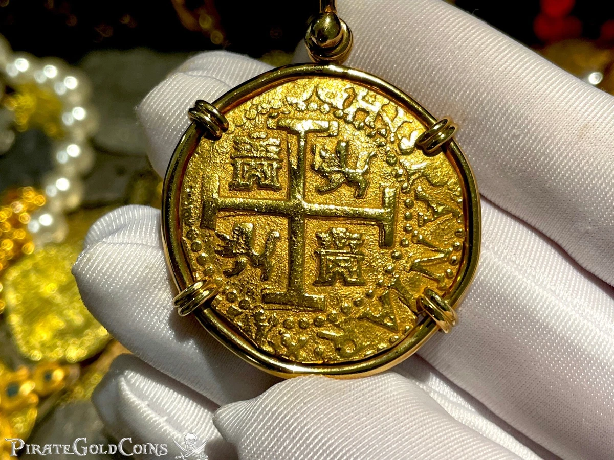 PERU 8 ESCUDOS 1712 PENDANT 1715 FLEET SHIPWRECK JEWELRY PIRATE GOLD COINS
