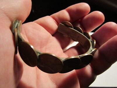 1975 U.S. Penny KUPFER MANSCHETTE ARMBAND PASST BIS ZU 8 1/2'' HANDGELENK BBA11