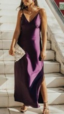 ZARA LONG DRESS PURPLE SLEEVELESS MAXI DRESS WITH SIDE SLIT size L NEW
