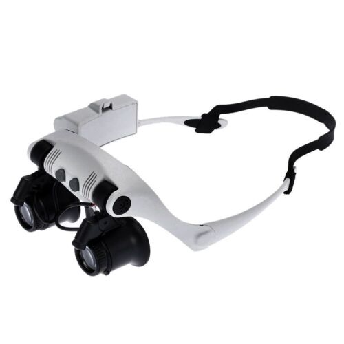 10X 15X 20X 25X Dual Eye 8-Lens Jewelry Watch LED Light Headband Magnifier Loupe - Picture 1 of 5