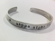 Kappa Alpha Theta, FREE SHIPPING, KAT Sorority Greek cuff bracelet, Ann Peden