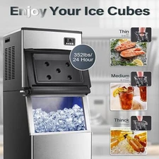 352lbs/24H Commercial Ice Machine with Stainless Steel, Cubes Ice in 20 Mins