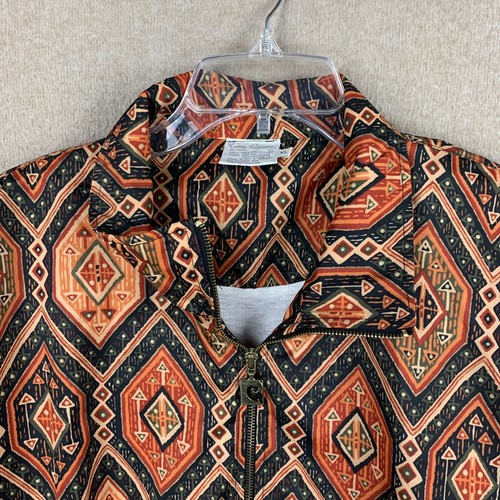 Vintage Pierre Cardin Womens Jacket XL Orange Windbreaker Full Zip Tribal Native - Picture 2 of 16