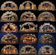 3D-Schwibbogen Erzgebirge Pyramide geschnitzt erzgebirgischer Lichterbogen Neu