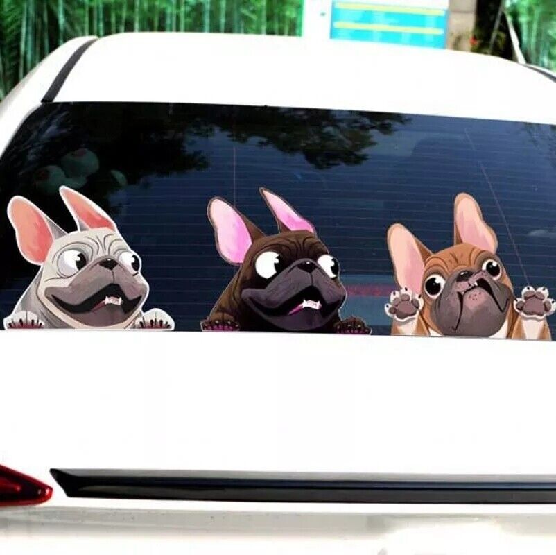 Adesivo auto cane Bulldog francese XXL personalizzabile con nomi