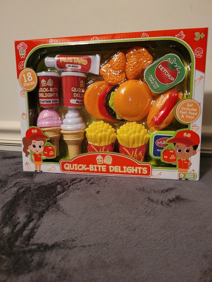 Quick -Bite Delights 18 Pcs Fast Food Plastic Ages 3+ Pretend Play