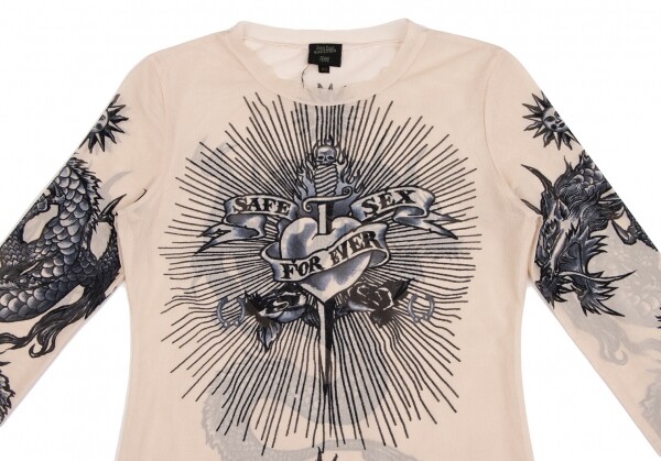 Jean-Paul GAULTIER FEMME Tattoo Printed T Shirt Size 40(K Jean-Paul GAULTIER FEMME Tattoo Printed T Shirt Size 40(K