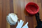 Women Sz M/L Black Retro Flapper Dress  Vintage Hat Gloves Accessory 4 Pieces — photo 9