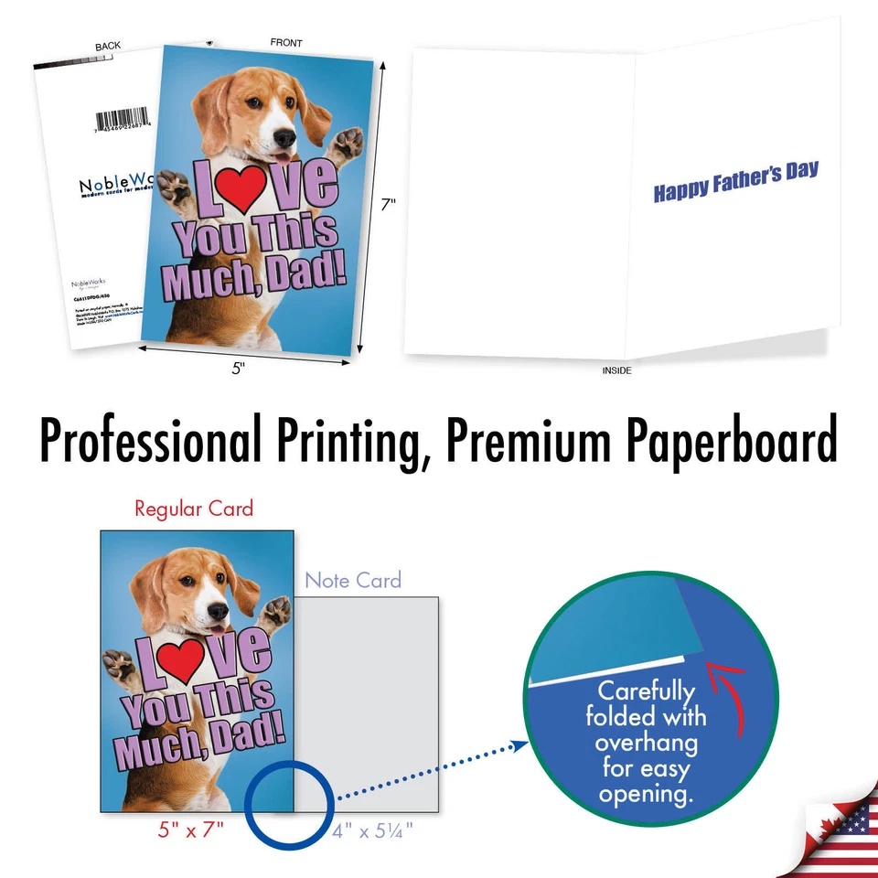 1 tarjeta del día del padre con sobre - Dog Love You This Much C6611DFDG Foto 3 de 4