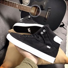 Supra Men's Supra Vaider Black canvas men's mid to high top shoes