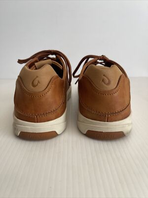OluKai Men's Lae'ahi Lī 'Ili Leather Lace Up Sneakers- Fox Tan