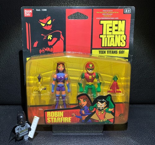 Teen Titans figura 2 paquete Robin & Starfire serie 3,5 pulgadas Bandai NUEVO EMBALAJE ORIGINAL DC - Imagen 1 de 9