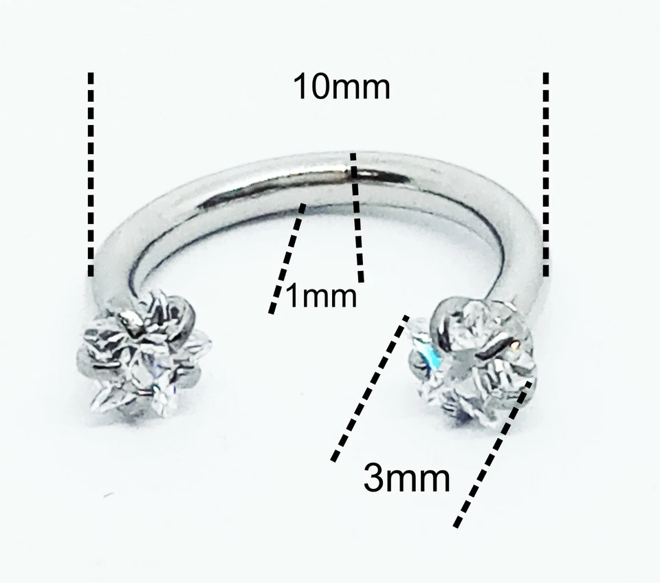 Piercing orecchino in acciaio cerchietto ferro di cavallo stellina brillantino - Immagine 3 di 4