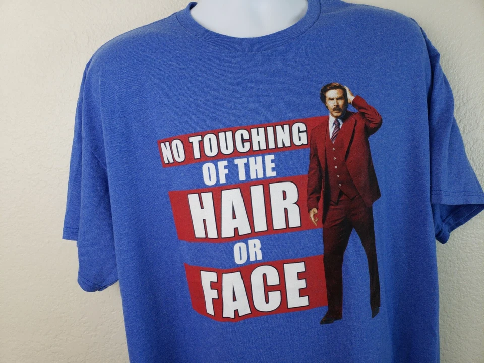 Anchorman 2 No Touching of the Hair or Face Short Sleeve XL Blue T-Shirt  - Image 2 of 4
