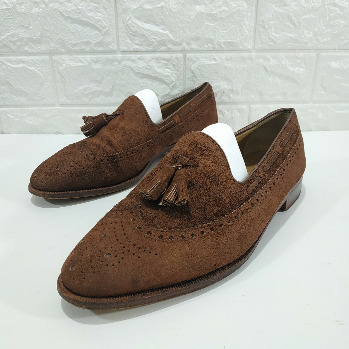 Moreschi Brown Suede Oxfords Tassel Loafer Dress Shoes Mens 