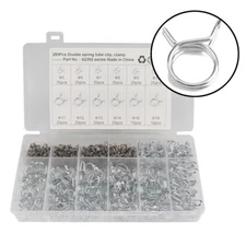 Double Wire Spring Clips Motorcycle Fuel Line Oil Hose Tube Clamp 5-18mm 285Pcs