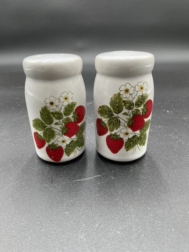 McCoy Strawberry Pattern Country Salt And Pepper Shakers