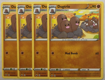POKEMON 4X DUGTRIO 093/202 SWORD & SHIELD UNCOMMON NEAR MINT-PLAYSET
