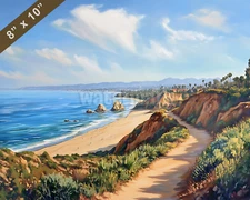 Los Angeles with El Matador Beach oil painting 8x10 Print