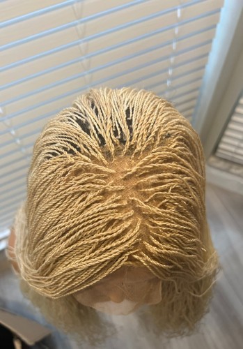 13 x 6 Hand Braided Lace Front Wig Micro Twist Blond Single Braids 20" instock - Picture 3 of 3