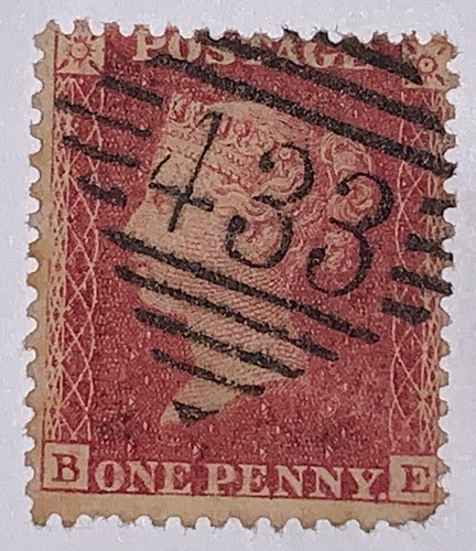 Reisemarken: Großbritannien Briefmarken ein Penny rot gebraucht NG ausgefallen stornieren 433