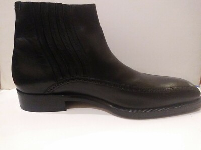 MENS SERGIO ROSSI BLACK LEATHER CHELSEA ANKLE DRESS BOOTS 