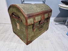 Antique Canvas And Leather Steamer Trunk
