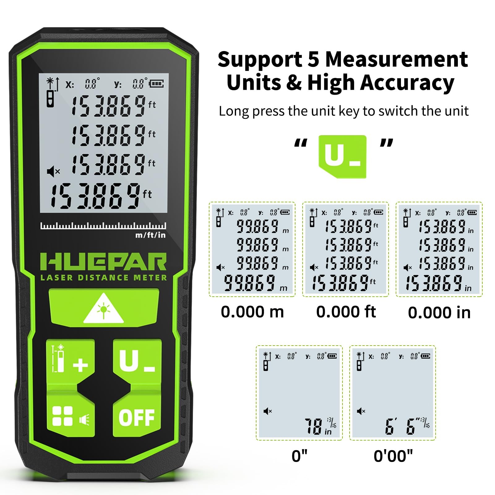 Professional Green Laser Measuring Tool 196ft, Digital Rechargeable Laser Dis...