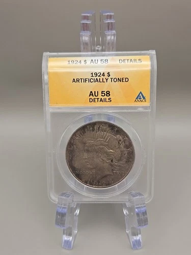 1924 $1 Peace Silver Dollar ANACS AU 58 - Artificially Toned