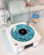 Waves Vinyl Bluetooth Speaker with Water Ripple White Noise Player Blue Green