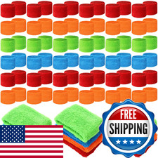 Leyndo 72 Pcs Wrist Sweatbands Bulk for Kids Field Day Cotton Terry Sweat Bands