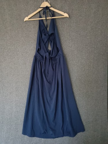 Women’s Sleeveless V-neck Maxi Dress Pleated Blue Size L - Picture 2 of 9