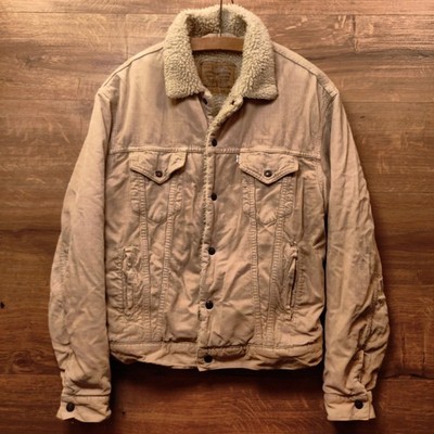 Levi's Corduroy Sherpa Trucker Jacket Tan Type 3 Mens Large