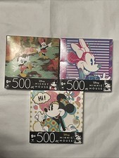 Disney Mickey Mouse  Minnie Mouse 500 Piece Jigsaw Puzzles Lot 3 Cardinal