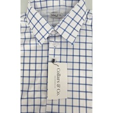 NWT Collars and Co Dress Collar Polo Size Large Blue White