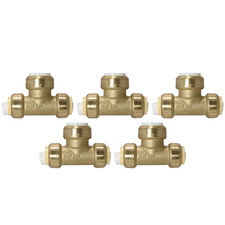 5 Pack XFITTING 3/4" CTS x 3/4" CTS x 3/4" PVC Push Fit Tee, Push To Connect Tee