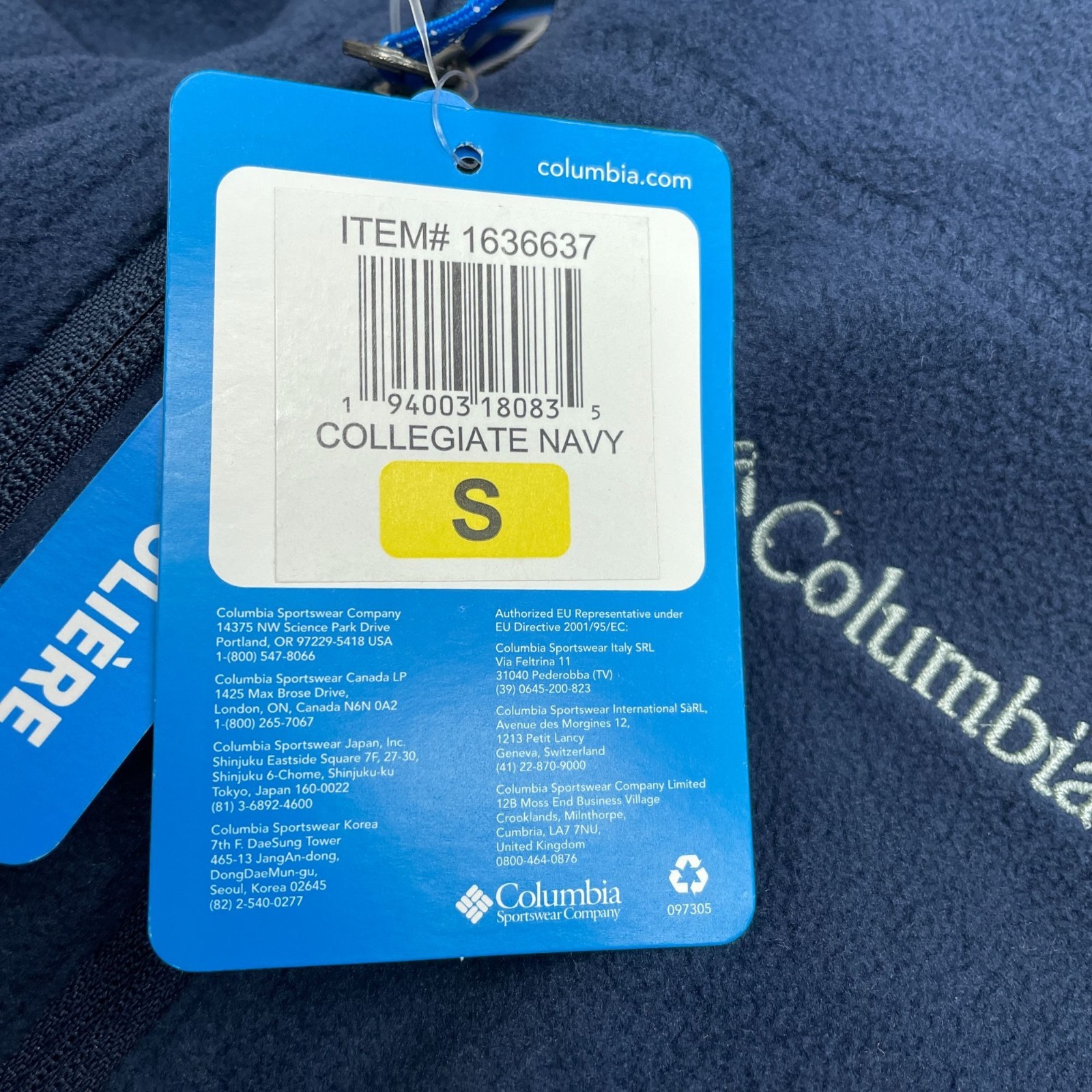 Columbia Men's Full Zip Fleece Jacket Collegiate Navy Regular Fit Size S M0332 thumbnail 3