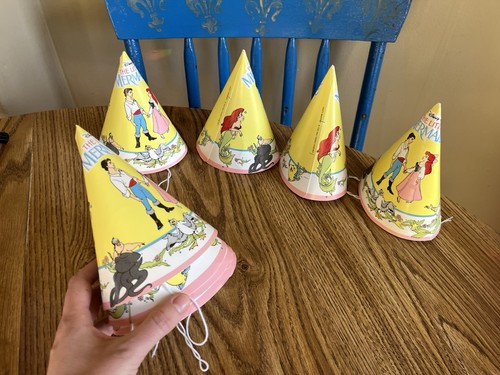 Vintage 90s Disney Little Mermaid Set Of 8 Party Hats Birthday Paper Decorations