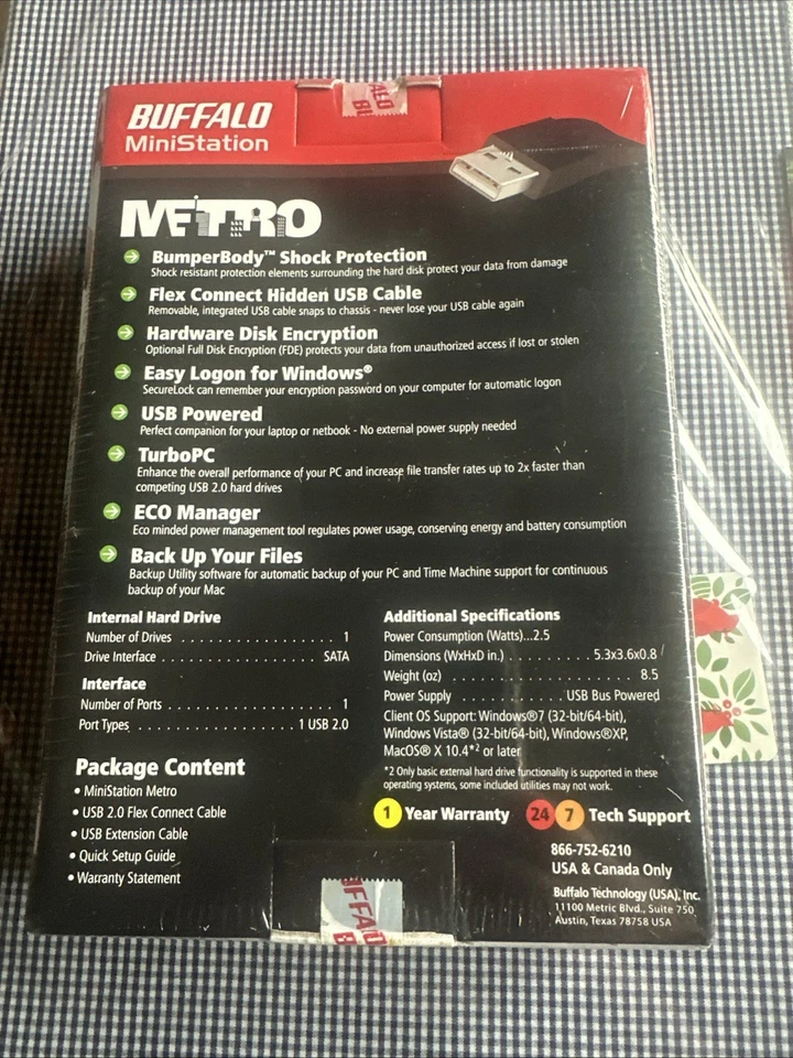 Buffalo Technology MiniStation Metro 500GB External (HD-PXT500U2/B) HDD - Image 2 of 3