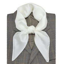    Elegant Bandana Square Silky Scarf White Solid Soft Wrap Versatile Shawl Wrap