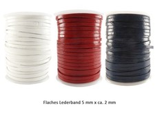 Leather Cord (from &euro;1.24/m) Flat 5 x 2 mm. Leather Straps. Length/Color: Choose