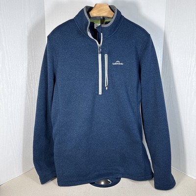 Kathmandu Blue Sweater Men Large Mock Zip Sweatshirt Polartec Hiking Adult L