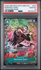 One Piece En Roronoa Zoro Treasure Rare OP15-EB04 OP13-037 PSA 10 Gem Mint