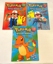 Pokemon Tatoo  Sticker Series Coloring Activity Golden Book LOT VTG 1999 READ