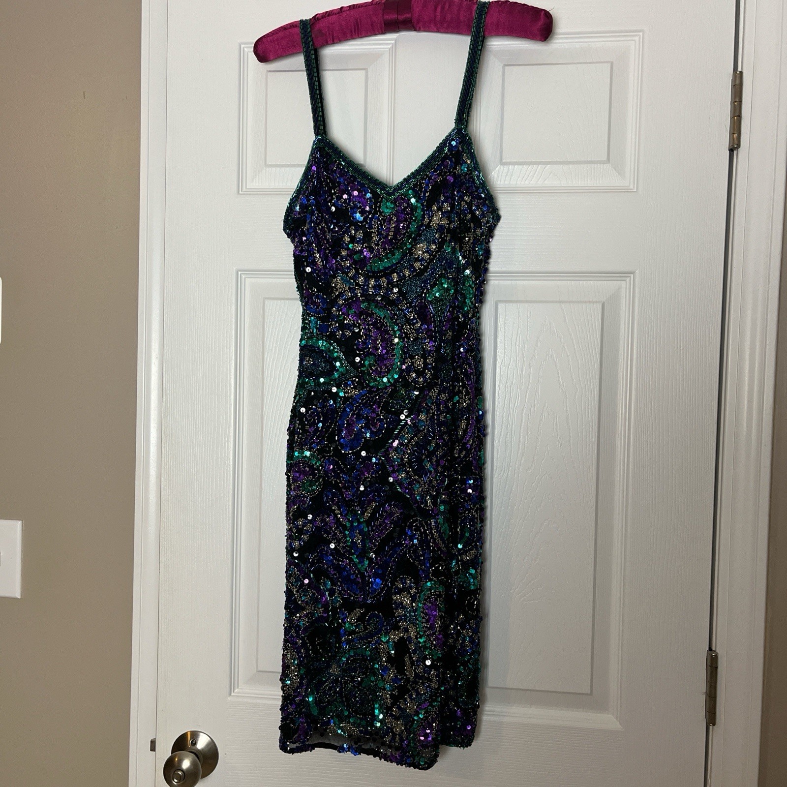 NWOT Vintage NiteLine 100% Silk Beaded Dress Size 6