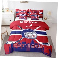 Comforter Set 7 Pieces, All Season Bed in a Bag Ultra Soft Queen Darkred Blue