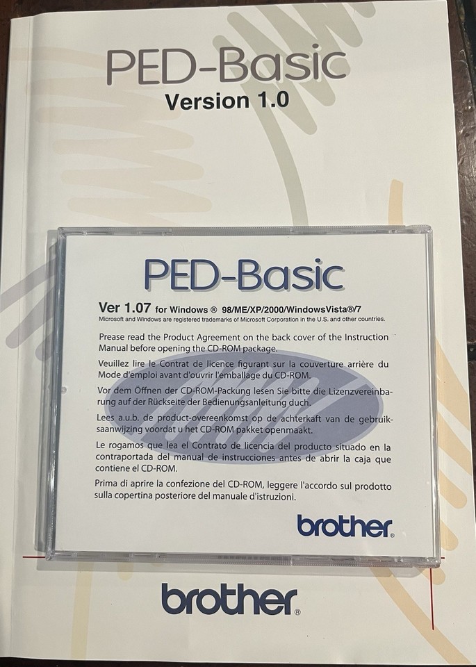 Brother ped basic embroidery design software version 1 07 cd rom