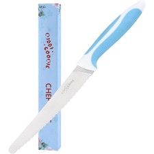Serrated Knife for Kitchen Stainless Steel Bread Tomato Lettuce Slicer Blue